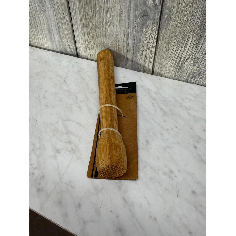 Bambum Regato Bamboo Garlic Squeezer Muddler 26cm Antibacterial Kitchen Tool NEW